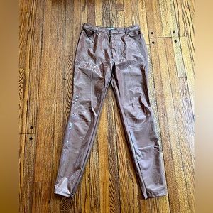 House of CB Haridan Coffee Patent Stretch Vinyl Trousers Size L